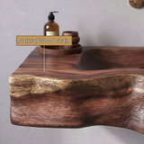 Stonebrook Handcrafted Live Edge Solid Wood Floating Bathroom Vanity with Integrated Sink