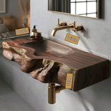 Stonebrook Handcrafted Live Edge Solid Wood Floating Bathroom Vanity with Integrated Sink