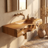 Stonebrook Handcrafted Live Edge Solid Wood Floating Bathroom Vanity with Integrated Sink