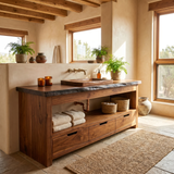 Stonebrook Live Edge Solid Wood Freestanding Bathroom Vanity with Drawers