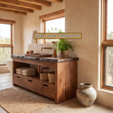 Stonebrook Live Edge Solid Wood Freestanding Bathroom Vanity with Drawers