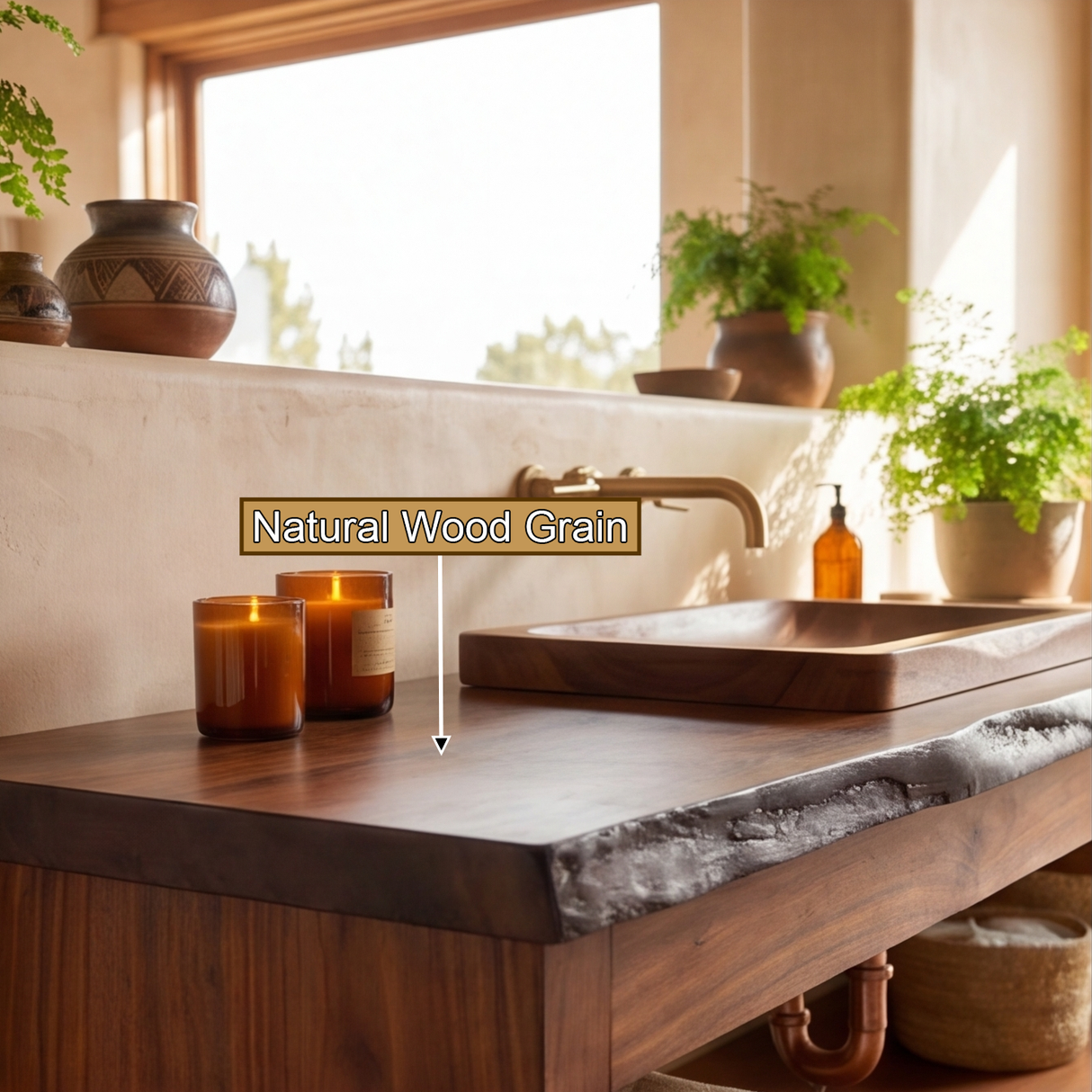 Stonebrook Live Edge Solid Wood Freestanding Bathroom Vanity with Drawers