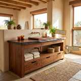 Stonebrook Live Edge Solid Wood Freestanding Bathroom Vanity with Drawers