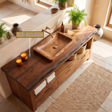 Stonebrook Live Edge Solid Wood Freestanding Bathroom Vanity with Drawers