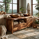 Stonegrove Live Edge Solid Wood Freestanding Bathroom Vanity With Cabinet