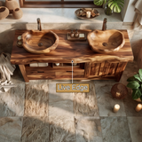 Stonegrove Live Edge Solid Wood Freestanding Bathroom Vanity With Cabinet