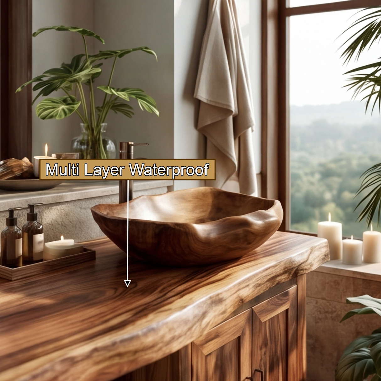 Stonegrove Live Edge Solid Wood Freestanding Bathroom Vanity With Cabinet