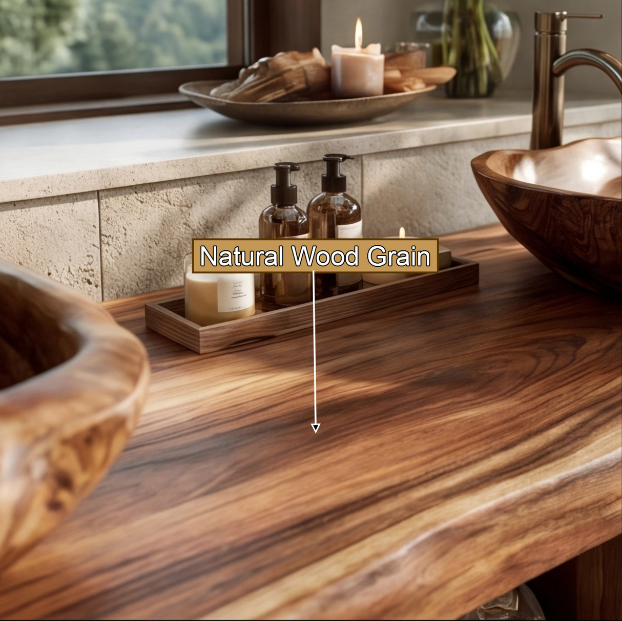 Stonegrove Live Edge Solid Wood Freestanding Bathroom Vanity With Cabinet