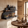 Stonehaven Live Edge Handcrafted Floating Wine Shelf Black - Timberustic Floating Wine Shelf