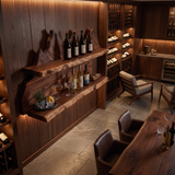 Stonehaven Live Edge Handcrafted Floating Wine Shelf Dark Walnut - Timberustic Floating Wine Shelf
