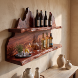 Stonehaven Live Edge Handcrafted Floating Wine Shelf Mahogany - Timberustic Floating Wine Shelf