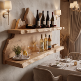 Stonehaven Live Edge Handcrafted Floating Wine Shelf Natural Oak - Timberustic Floating Wine Shelf