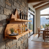 Stonehaven Live Edge Handcrafted Floating Wine Shelf Teak - Timberustic Floating Wine Shelf