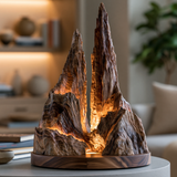 Stoneveil Sculpted Solid Wood Mountain Table Lamp SPA080772