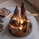 Stoneveil Sculpted Solid Wood Mountain Table Lamp SPA080772