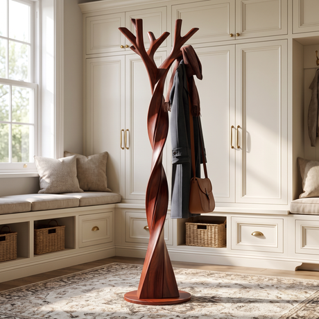 Stormbranch Handcrafted Sculpted Solid Wood Tree Coat Rack Mahogany - Timberustic Tree Coat Rack