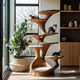 Strata Sculpted Solid Wood Tree-Inspired Cat Tree Shelf - Timberustic Tree-Inspired Cat Tree Shelf