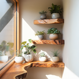 Sunbend Live Edge Solid Wood Corner Floating Shelf