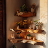 Sunbend Live Edge Solid Wood Corner Floating Shelf
