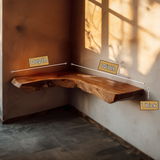 Sunbend Live Edge Solid Wood Corner Floating Shelf - TimbeRustic Floating Shelf