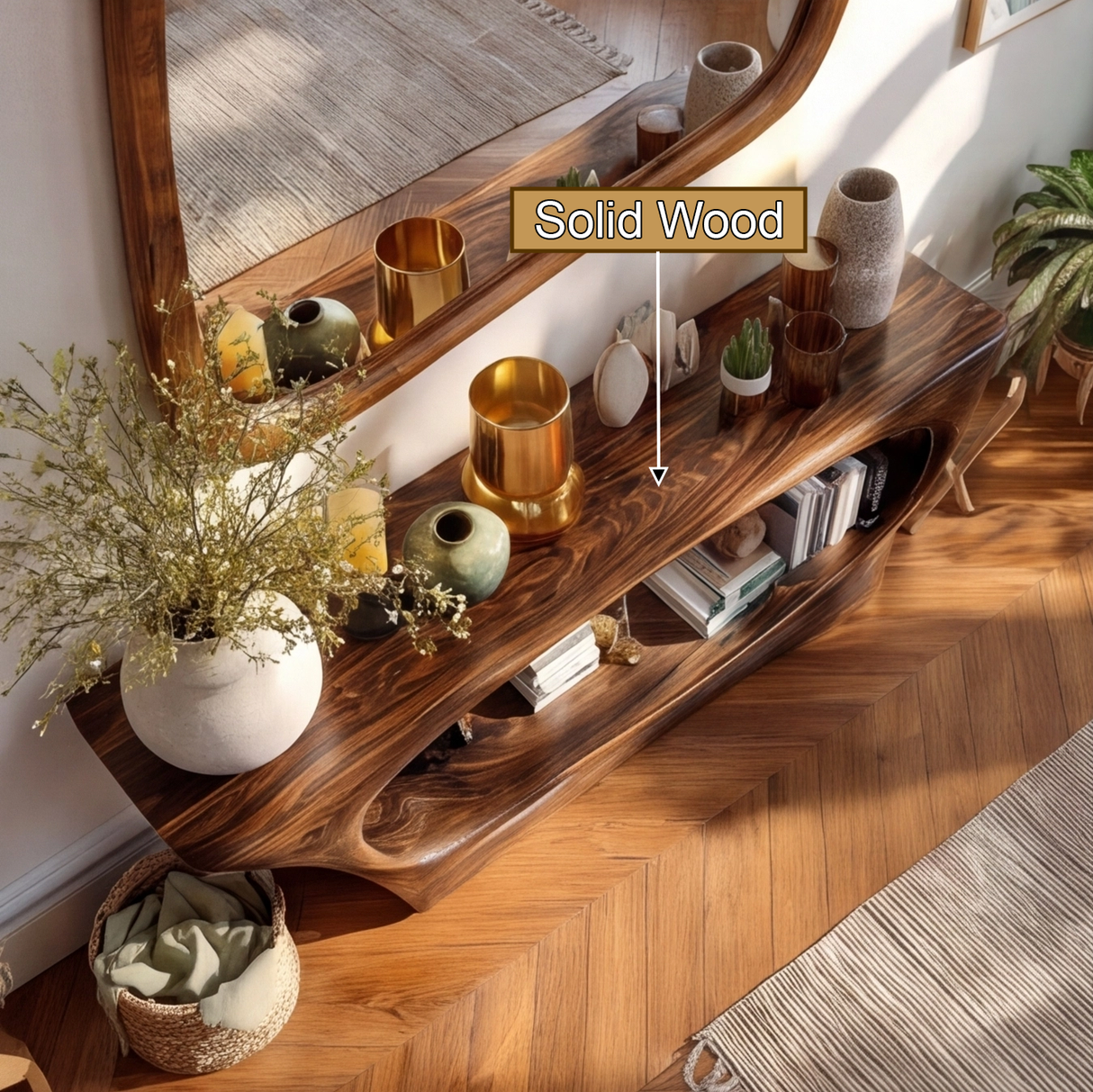 Sylmara Sculpted Solid Wood Console Table - Timberustic Console Table