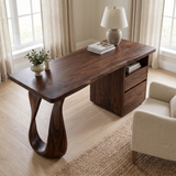 Sylthera Handcrafted Solid Wood Desk with Drawers Dark Walnut - Timberustic Desk With Drawers