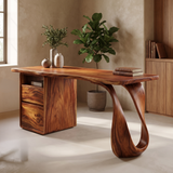 Sylthera Handcrafted Solid Wood Desk with Drawers Mahogany - Timberustic Desk With Drawers