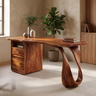 Sylthera Handcrafted Solid Wood Desk with Drawers Mahogany - Timberustic Desk With Drawers
