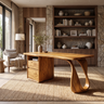 Sylthera Handcrafted Solid Wood Desk with Drawers Teak - Timberustic Desk With Drawers