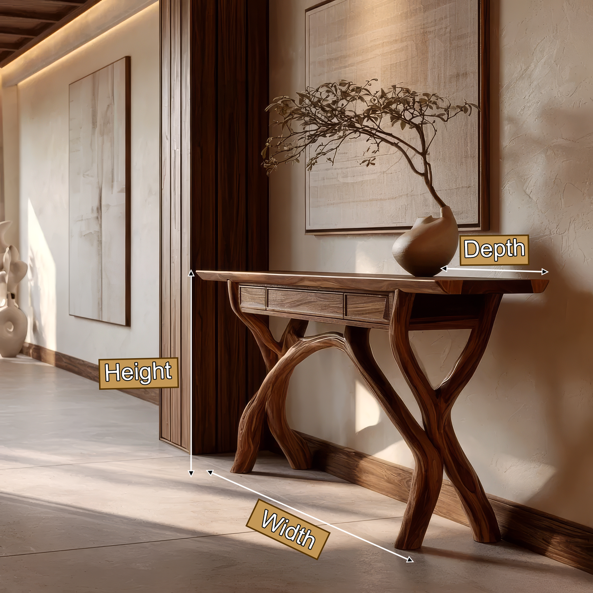 Syltheris Sculpted Solid Wood Console Table
