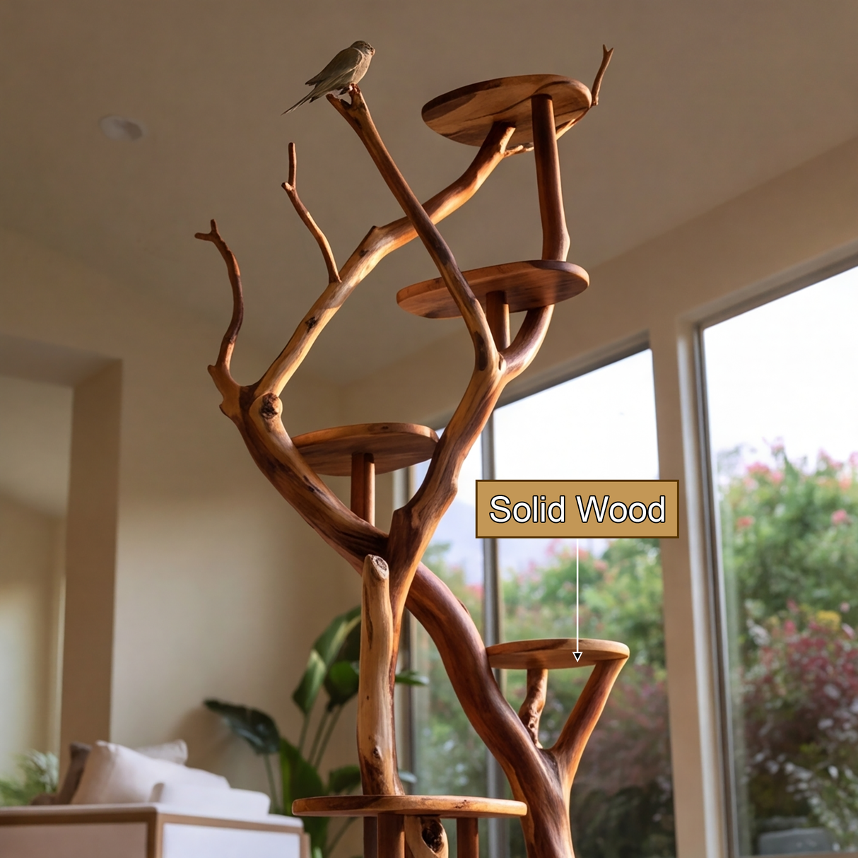 Syltheron Handcrafted Tree Branch Parrot Stand SPA395201 - Timberustic Tree Branch Parrot Stand