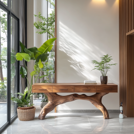 Sylthorin Solid Wood Sculpted Console Table - Timberustic Console Table