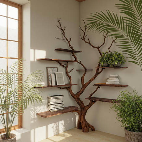 Sylva Organic Modern Solid Wood Tree Bookshelf