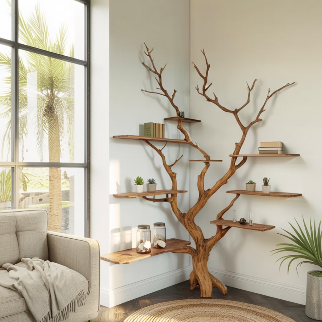 Sylva Organic Modern Solid Wood Tree Bookshelf