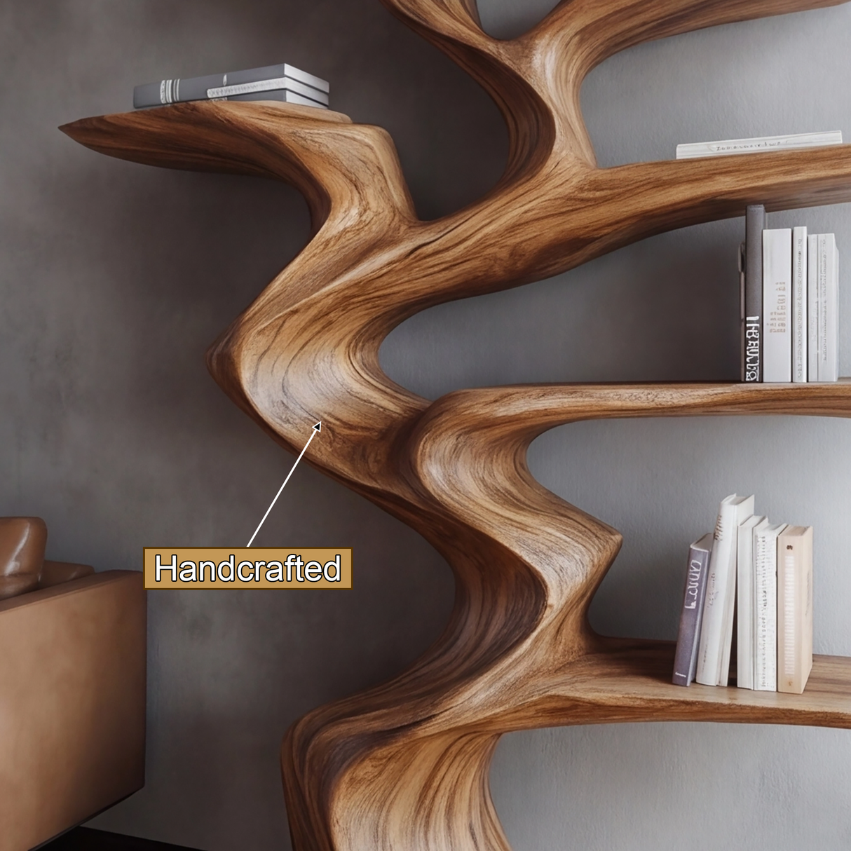 Sylvae Sculpted Solid Wood Tree Bookshelf - Timberustic Tree Bookshelf