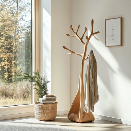 Sylvae Sculpted Solid Wood Tree Coat Rack - Timberustic Tree Coat Rack