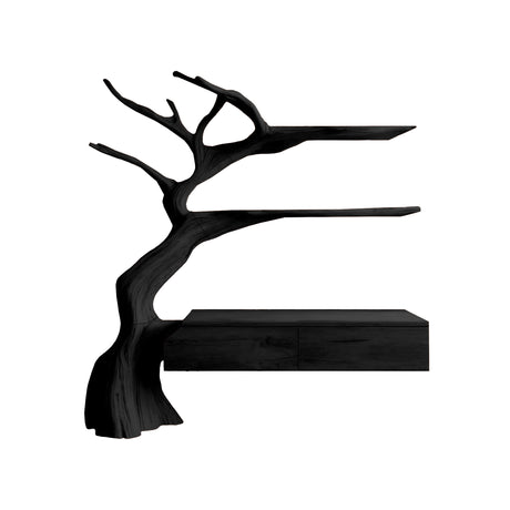 Sylvan Branch Live Edge Handcrafted Wood Floating Bathroom Vanity with Tree Shelves