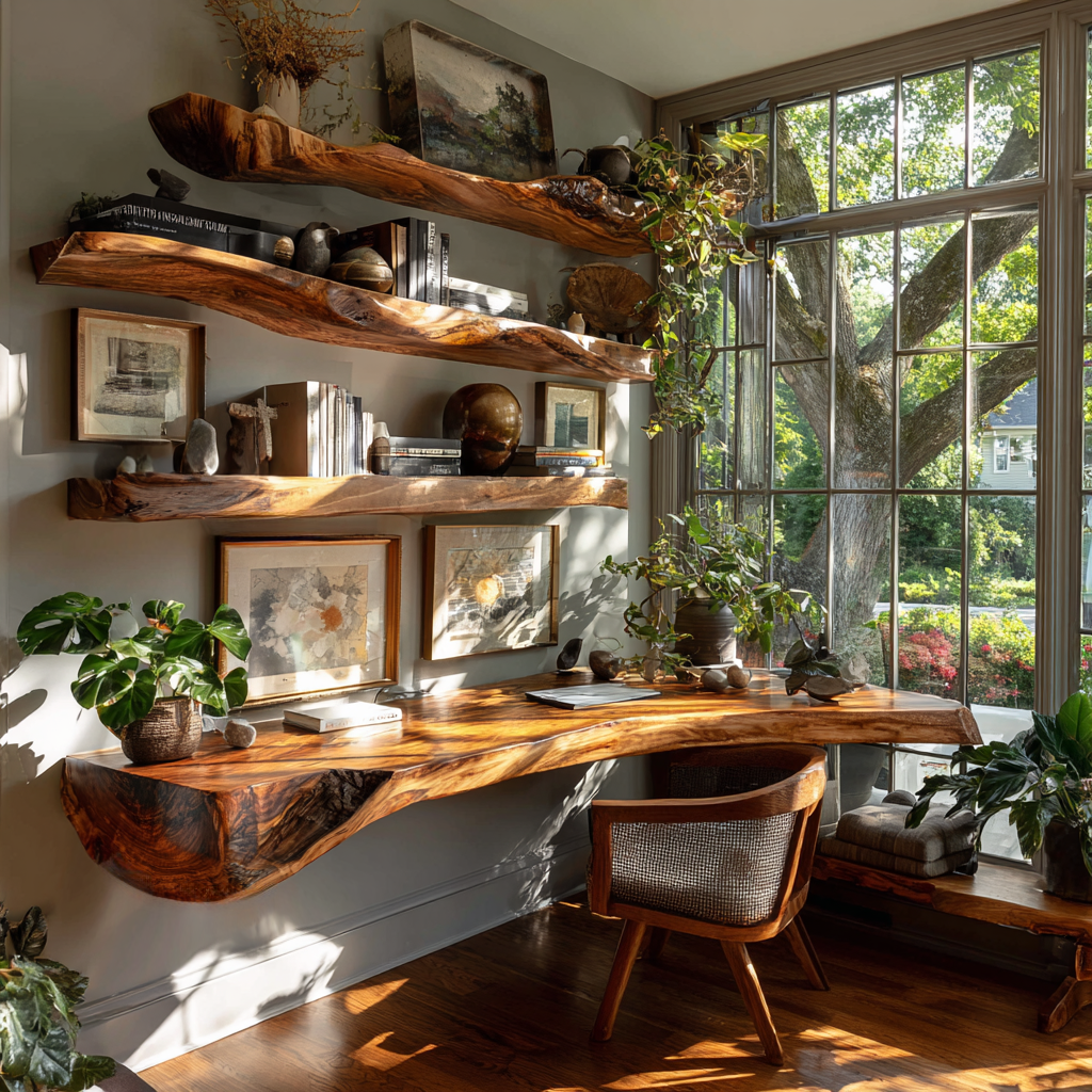 Sylvane Live Edge Solid Wood Floating Desk