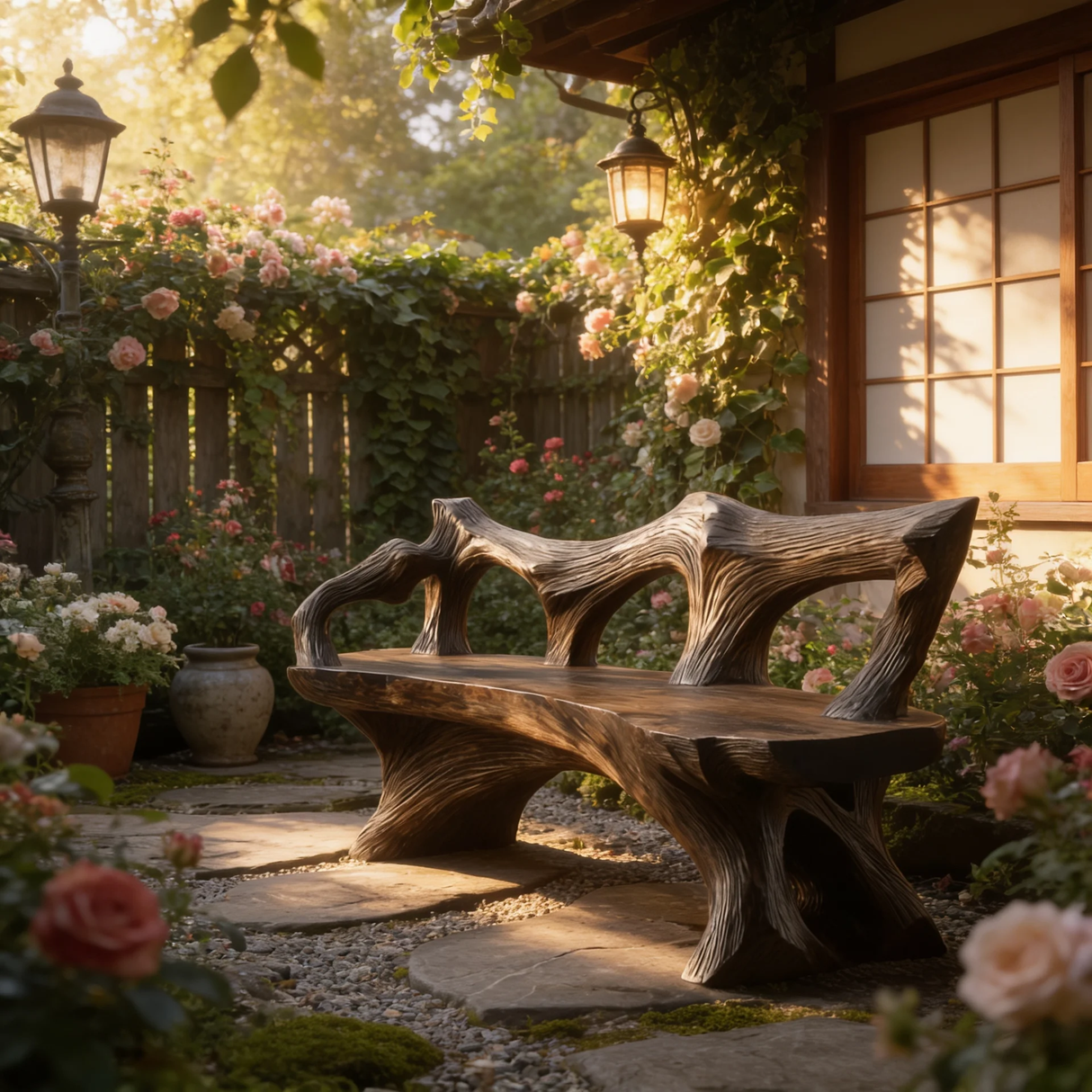 Sylvane Sculpted Solid Wood Outdoor Bench - Timberustic Bench