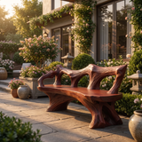 Sylvane Sculpted Solid Wood Outdoor Bench Mahogany - Timberustic Bench