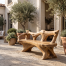 Sylvane Sculpted Solid Wood Outdoor Bench Natural Oak - Timberustic Bench
