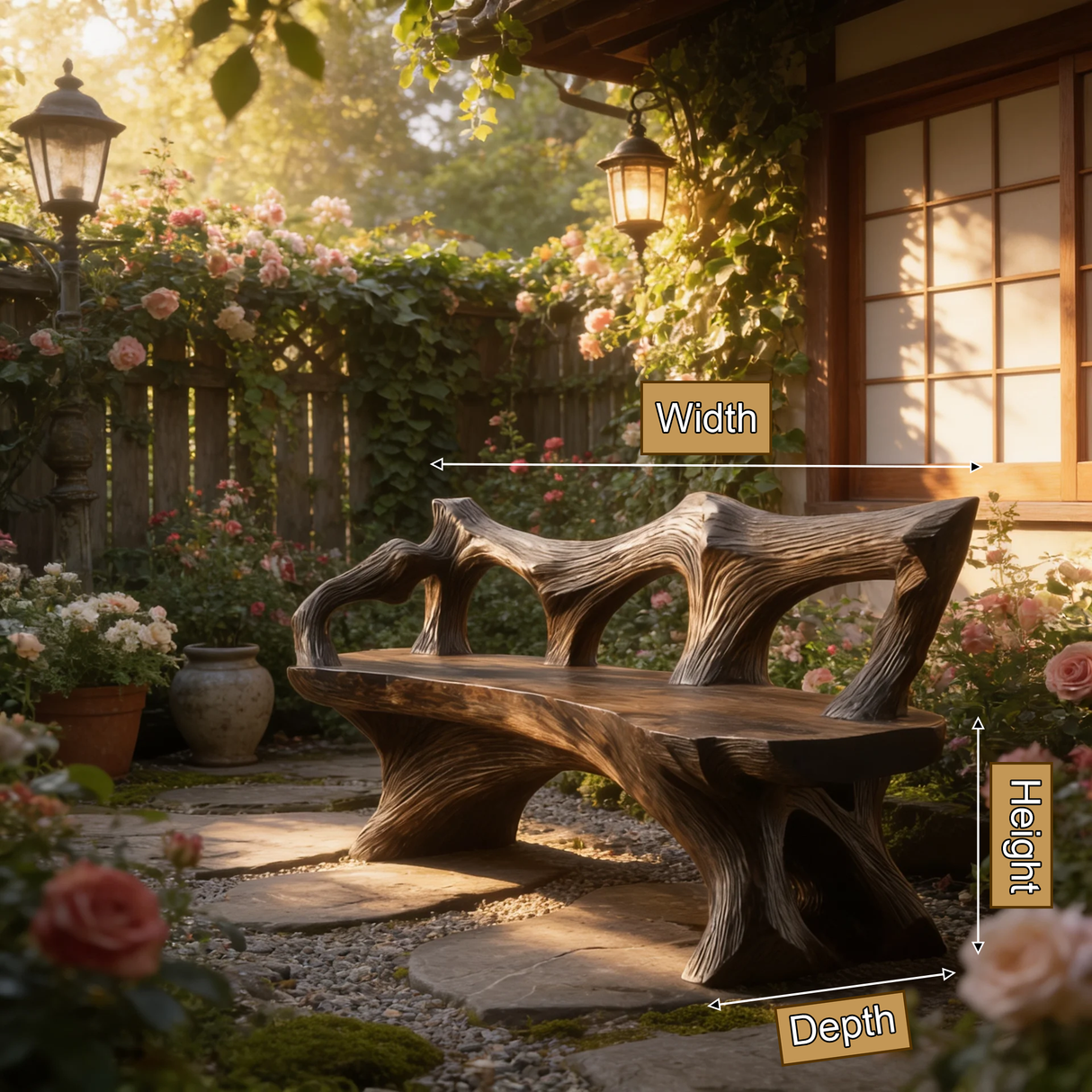 Sylvane Sculpted Solid Wood Outdoor Bench - Timberustic Bench