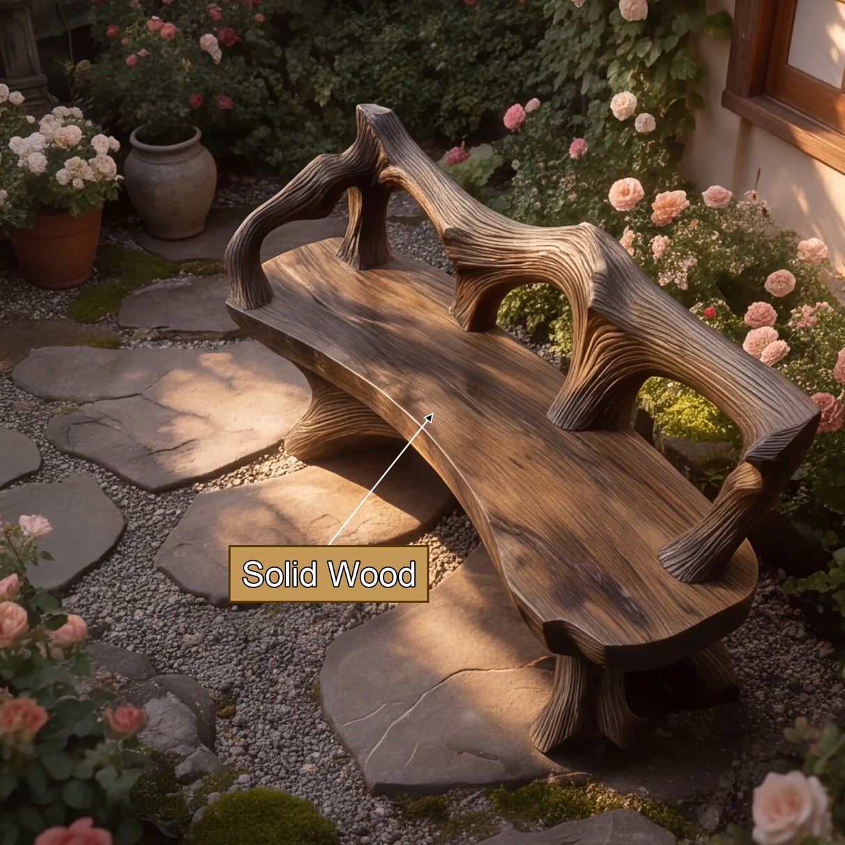 Sylvane Sculpted Solid Wood Outdoor Bench - Timberustic Bench