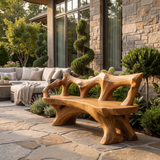 Sylvane Sculpted Solid Wood Outdoor Bench Teak - Timberustic Bench