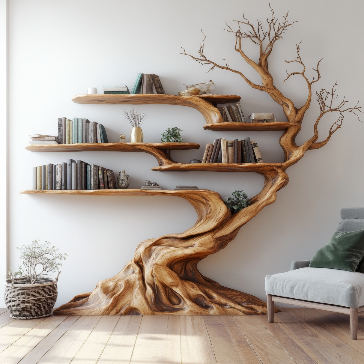 Sylvanroot Sculpted Solid Wood Tree Bookshelf - Timberustic Tree Bookshelf