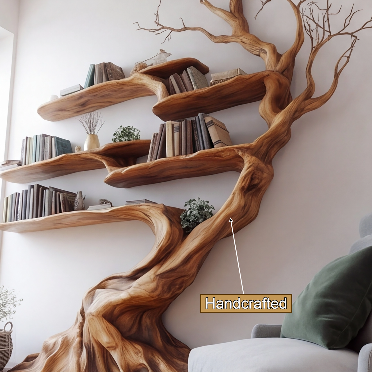Sylvanroot Sculpted Solid Wood Tree Bookshelf - Timberustic Tree Bookshelf