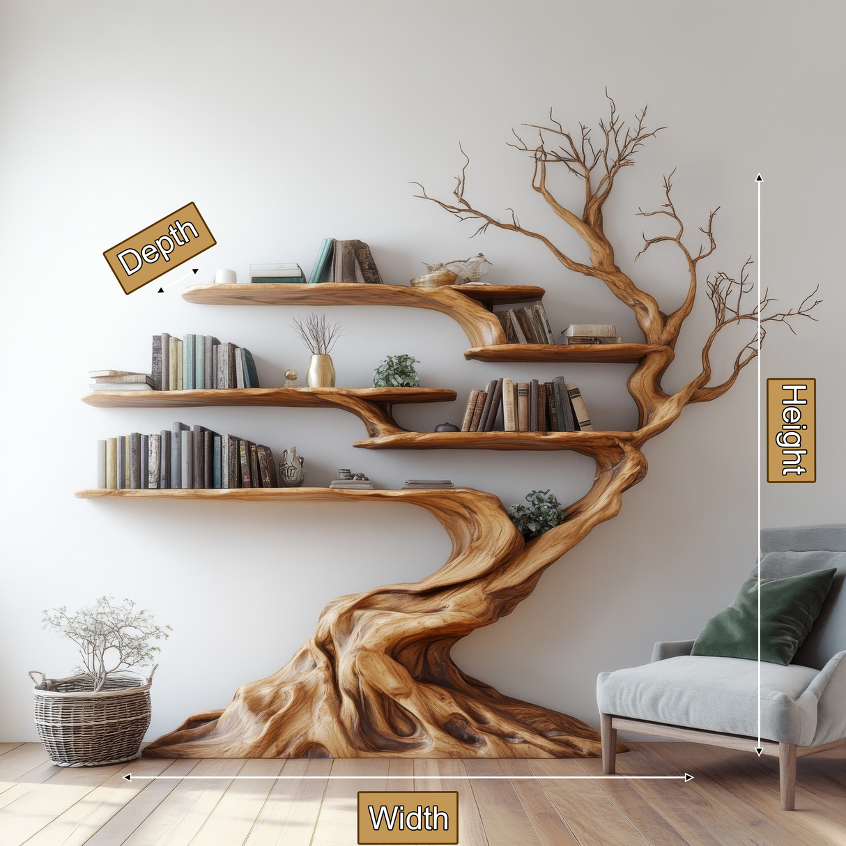 Sylvanroot Sculpted Solid Wood Tree Bookshelf - Timberustic Tree Bookshelf