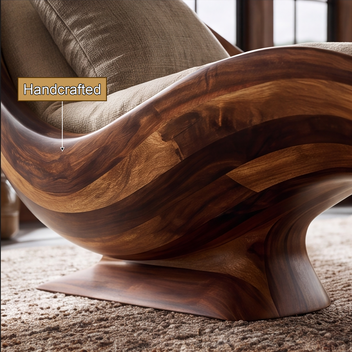 Sylvara Handcrafted Sculpted Solid Wood Chaise Lounge