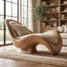 Sylvara Handcrafted Sculpted Solid Wood Chaise Lounge