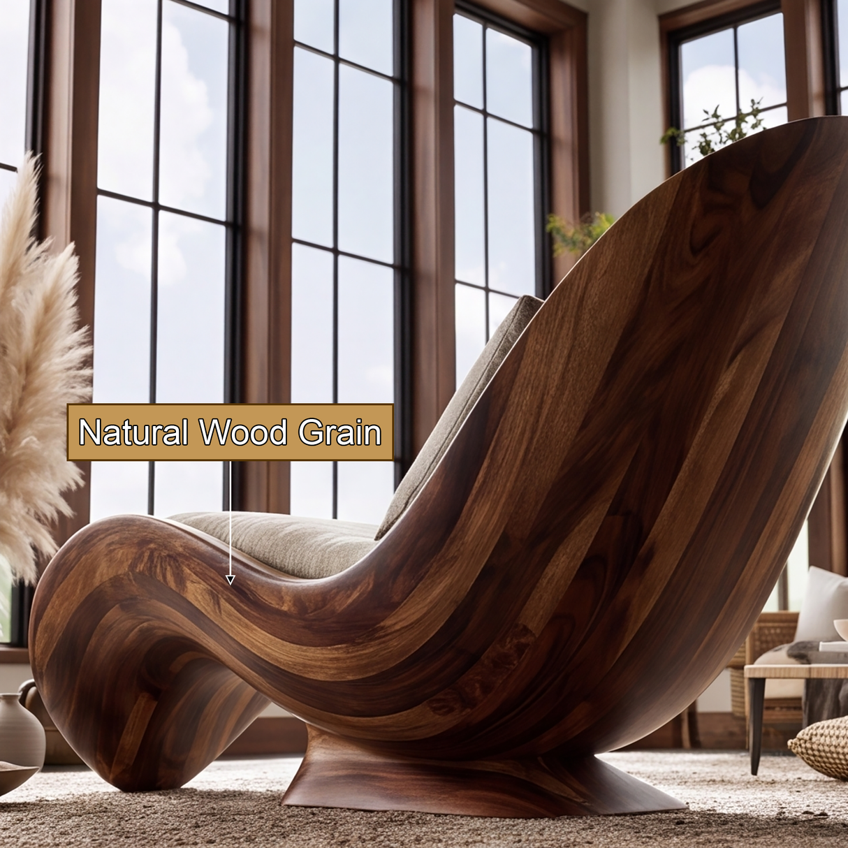 Sylvara Handcrafted Sculpted Solid Wood Chaise Lounge